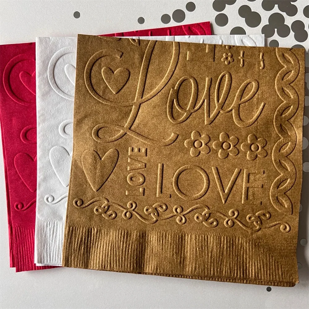 50PCS Wedding Napkin ~ Embossed Paper Napkin ~ Wedding ~ Shower ~ Wedding Words ~ Bridal ~ Bridal Shower ~ Love ~ Beverage ~ Coc