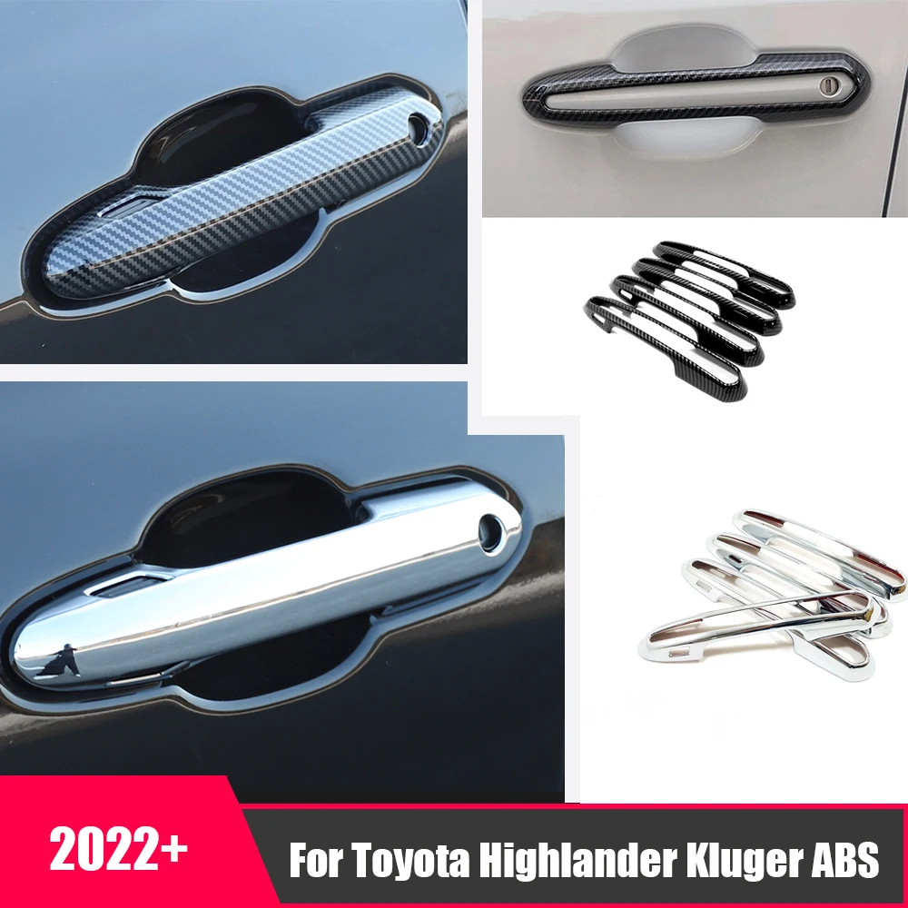 

ABS Carbon For Toyota Highlander Kluger 2020-2022 Exterior Accessories Car look Side Door protector Handle Decoration Cover Trim