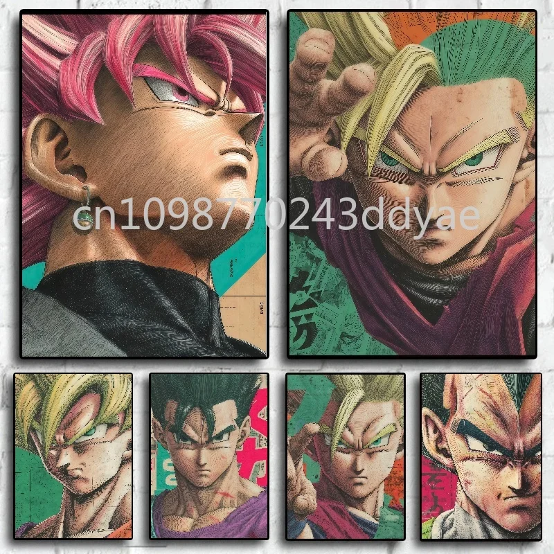 

Anime Dragon Ball Wukong Vegeta Poster Colored Lead Sketch Art Printing Canvas Painting Modern Home Wall Art Decoration Painting