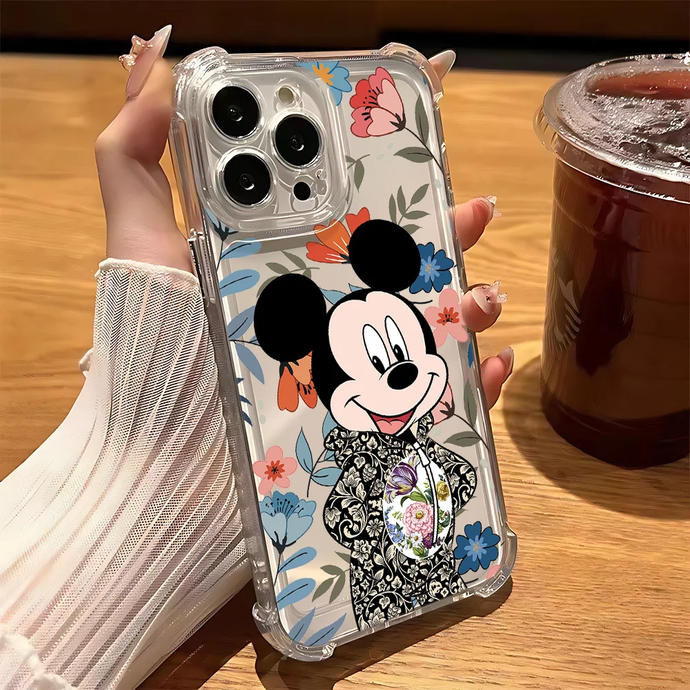 Hot Disneies Mickey Minnie Phone Case for IPhone 16 15 14 13 12 11 Mini Pro Max X XR XSMax 7 8 Plus Shockproof Transparent Cover