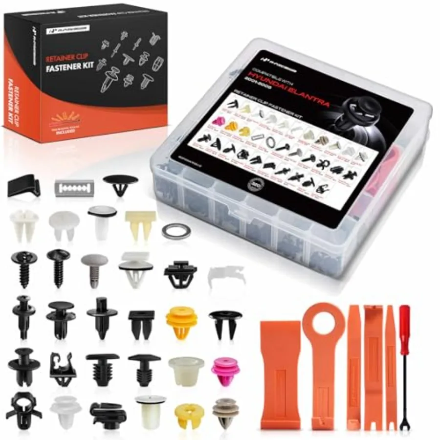 

320Pcs 49.6 oz Nylon Bumper Retainer Clips Fender Fasteners Door Trim Panel Push-Type Hood Auto Push Pin Plastic Rivets Kit Com