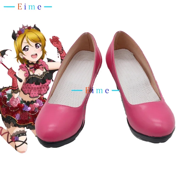 Lovelive Demon Awaken Koizumi Hanayo Cosplay Shoes Halloween Carnival Boots Anime Props Pink High Heels PU Shoes Custom Made