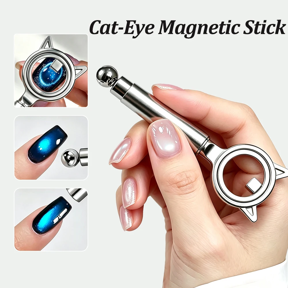 1Pcs Cat Ear Shaped Halo Cat's Eye Nail Magnetic Tool 3D Glass Bead/Black Hole/Side Light Effect Cat Eye Magnet DIY Nail Art Dec
