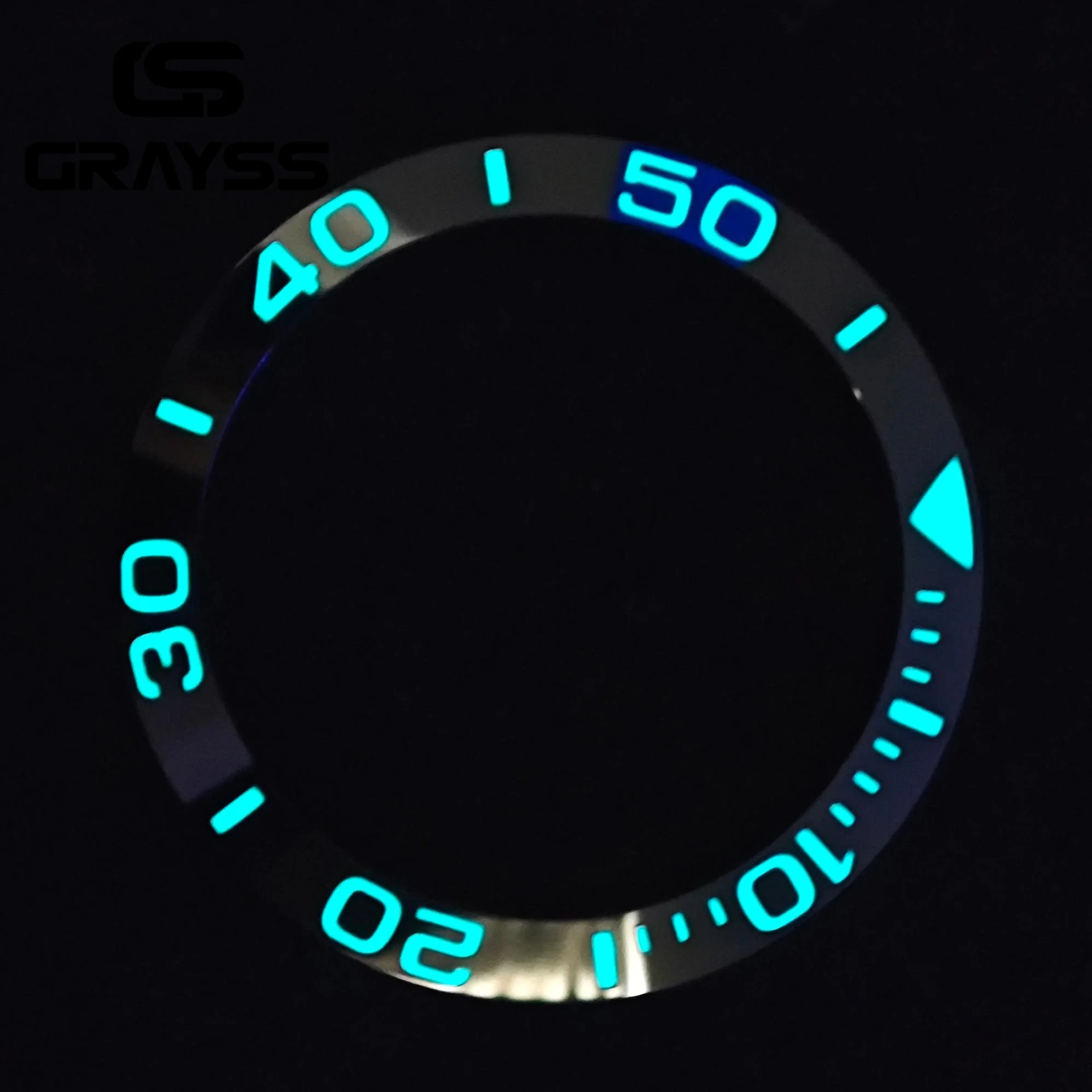 GRAYSS New Super Lume BGW9 38mm Steel For 40mm SUB Alloy Watch Bezel Insert Ring Slope NH35 Diving Men Watch Part Accessories