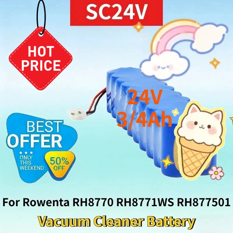 

New 24V 3/4Ah SC24V NiMH Battery Pack for Rowenta RH8770 RH8771WS RH877501 RH8779 RH877901 Vacuum Cleaner Rechargeable Battery