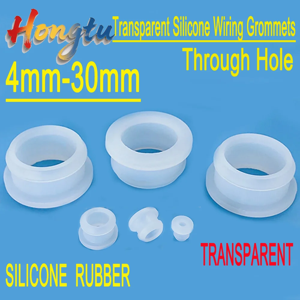 

Hongtu 4-30mm Snap-on Transparent Silicone Wiring Grommets-Through Hole Blanking O-Ring Washer, Cable Protective Inserts