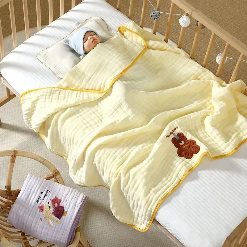 A-grade Cotton Baby Bath Towel Wrap, Six-layer Gauze Towel for Newborn Bathing, Highly Absorbent Blanket and Swaddling Cloth
