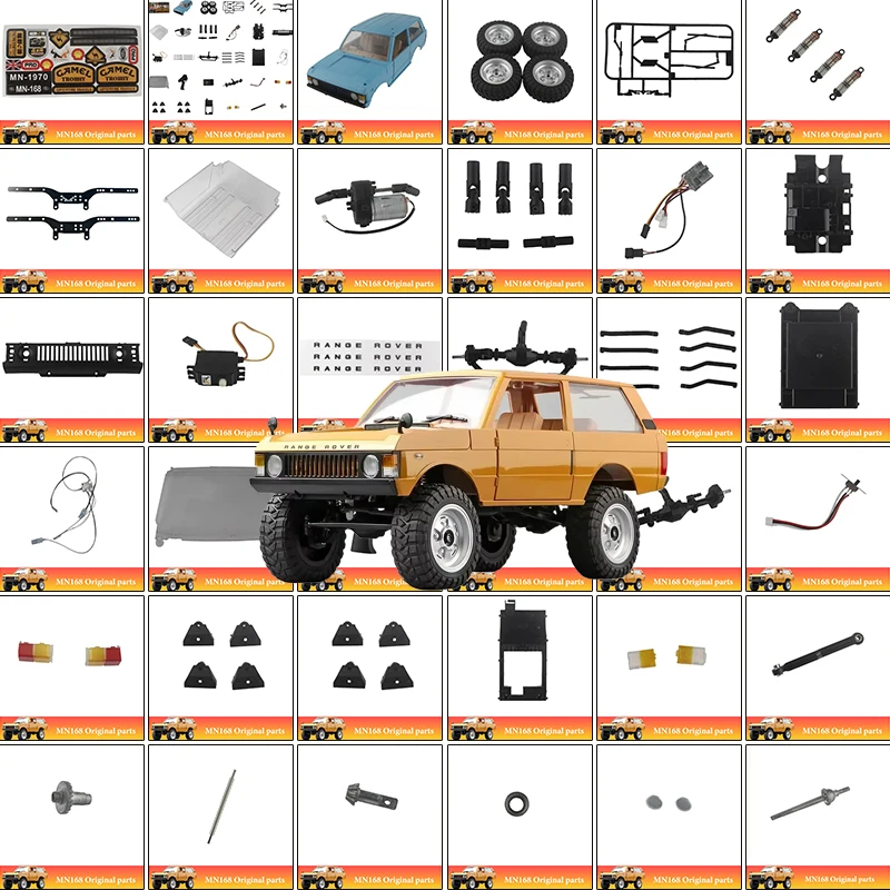 

1：12 MN168 Original Factory Parts 100% Compatible, Steel Beam Fiberglass Pull Rod Shaft Shock Absorber, Tires, Stickers