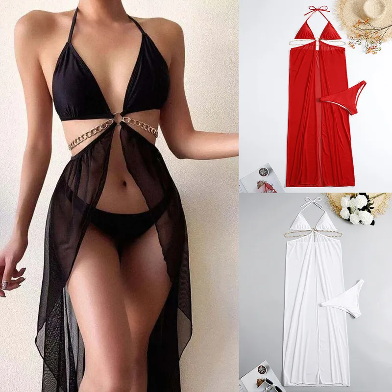 

2024 New Solid Color Slim Fitting Triangular Jumpsuit in Stock, European and American Bikini Set, Sexy and Fashionable Design