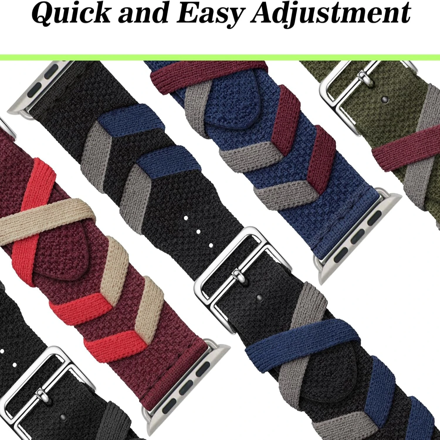 حزام ساعة من خيوط البولياميد المضفر الناعم القابل للتعديل لسلسلة 9-1، متوافق مع الرياضة النسائية والرجال مقاس 38-45 مم