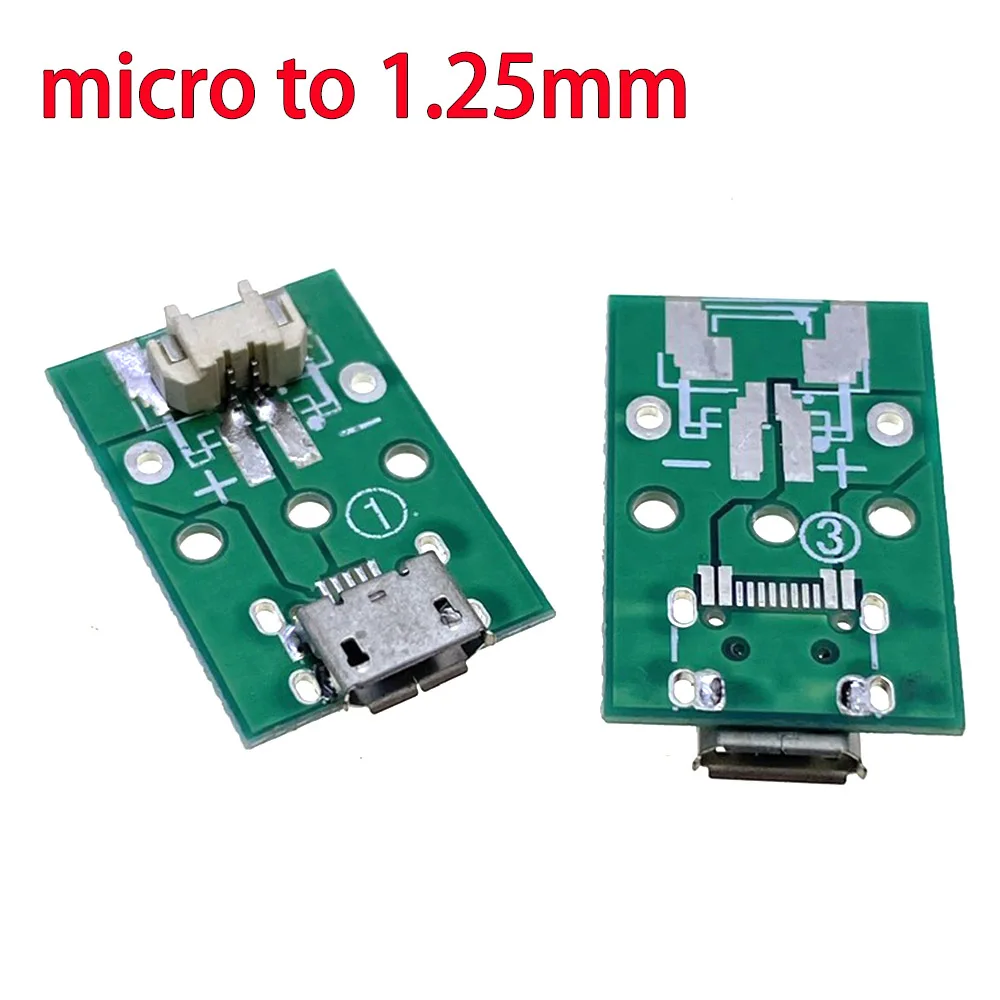 MICRO power adapter board female test board data cable adapter board USB power board spacing MX1.25MM/PH2.0MM/XH2.54MM Connector - Detail 1