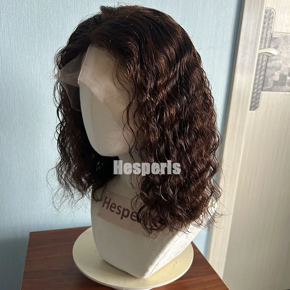 Hesperis 13x6 Curly Lace Front Wigs Pre Plucked Men Wig Human Hair Deep Wavy Pre Colored Male Short Wigs Pre Styled Boy Cut