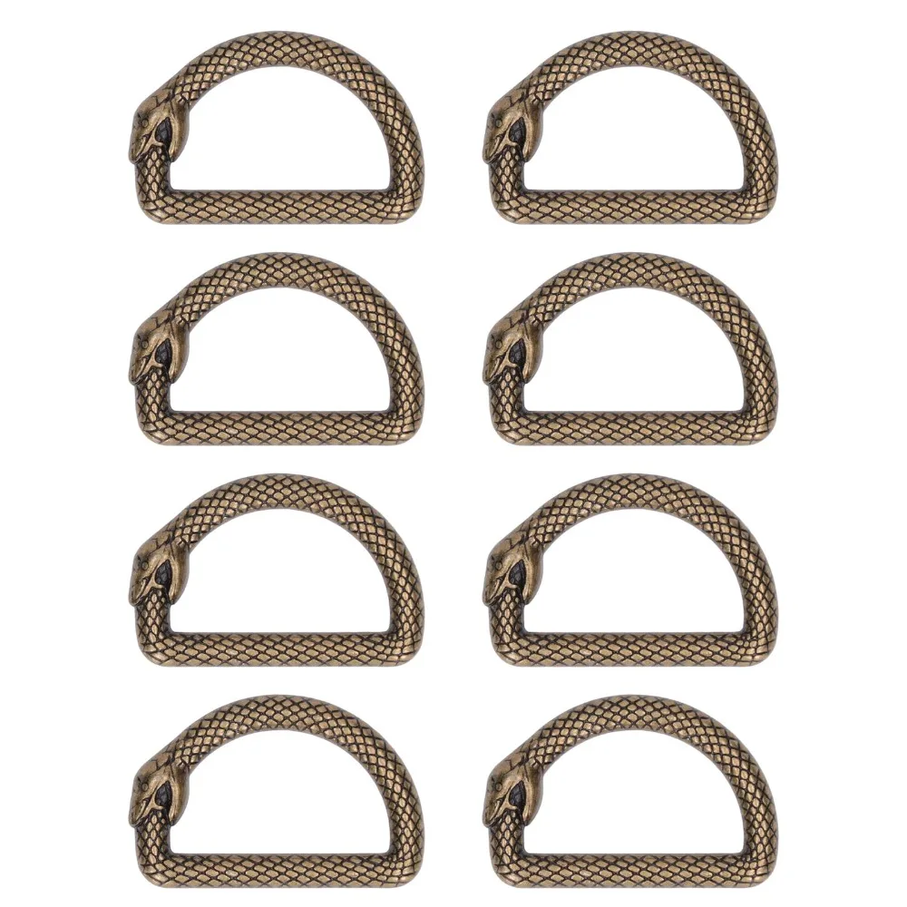 20pcs Sturdy Zinc Alloy Metal D Rings Snake Pattern Metal D Rings Buckle Multi Purpose Buckles DIY Belts