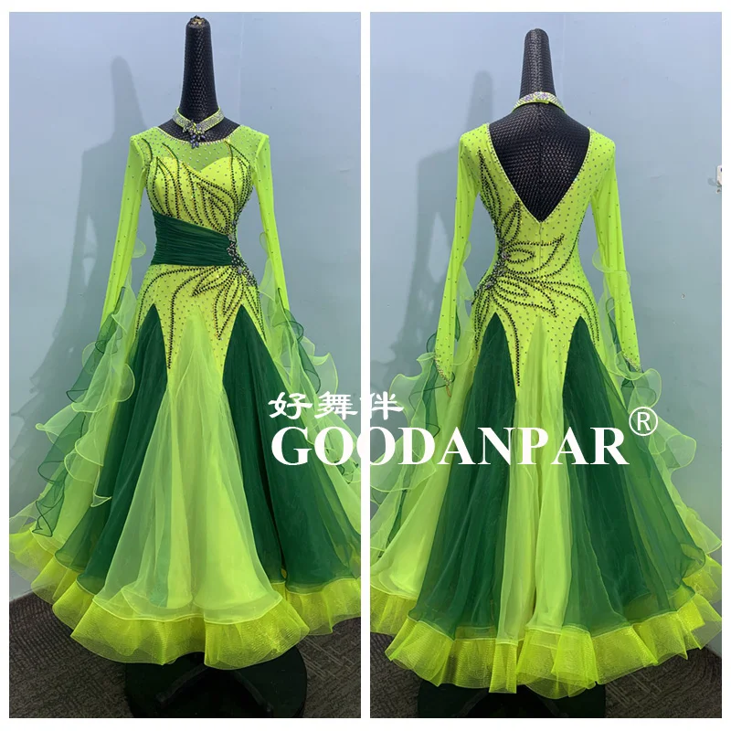 Standard Dance Dress for Competition Ballroom Dance Dress ballroom gown  Waltz dance dress Stage costume  green