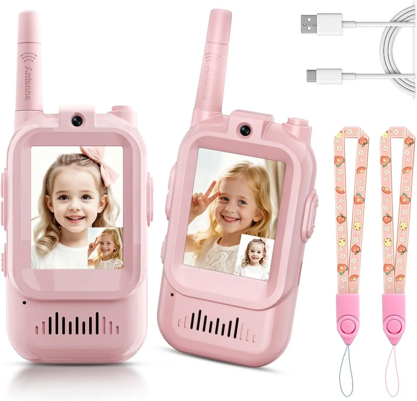 1Pair Kids Video Walkie Talkie Toy Rechargeable Interphone With HD Camera & Voice Changer Educational Interactive For Boy Girl