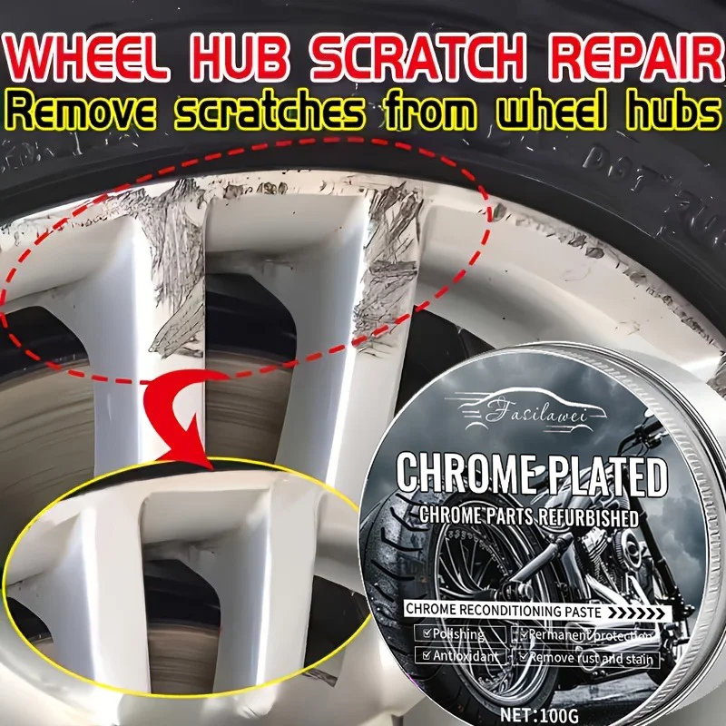 

Multi-purpose motorcycle wheel repair kit with scratch and rust removal gel, polish, and wheel repair - Chemically formulated fo