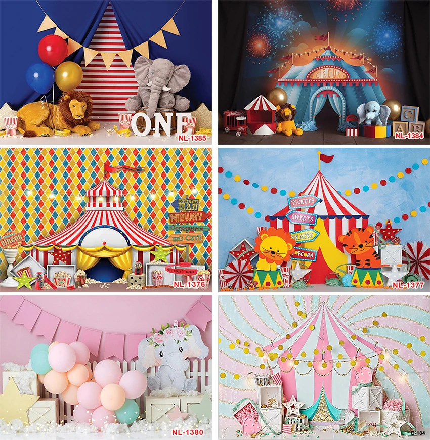 

Circus Backdrops for Photography Newborn Baby Birthday Balloon Ferris Wheel Party Backgrounds Carnival Photocall Photo Studio