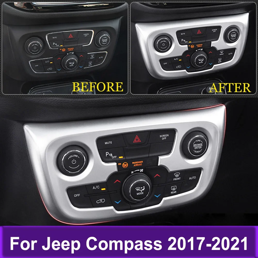 

Передняя накладка переключателя регулировки кондиционера для Jeep Compass 2017 2018 2019 2020 2021, аксессуары для внутренних наклеек