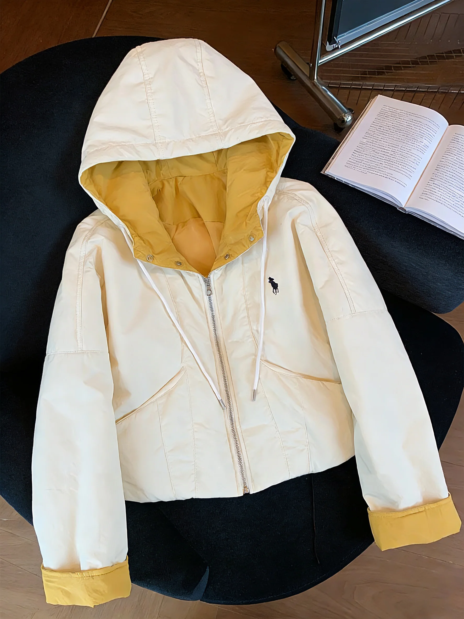 

Уникальная цветная блузка, свободная посадка, хлопковая куртка с капюшоном, осень-зима, модная теплая модная хлопковая верхняя одежда для похудения