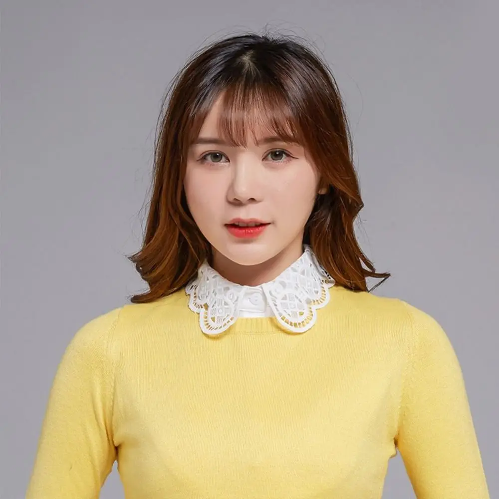 إكسسوارات الملابس، ياقة وهمية قابلة للفصل، أبيض وأسود، ياقة كاذبة قابلة للتعديل، شال دانتيل، لف النساء والفتيات