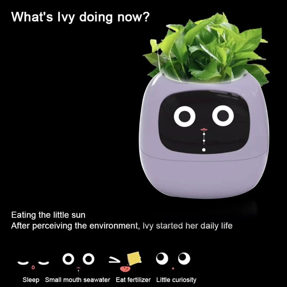 【New User Coupon】AI Pet Flowerpot Planting Robot 7 Smart Sensors Smart Planter Plant Time Temperature Display Flower Pots Yellow