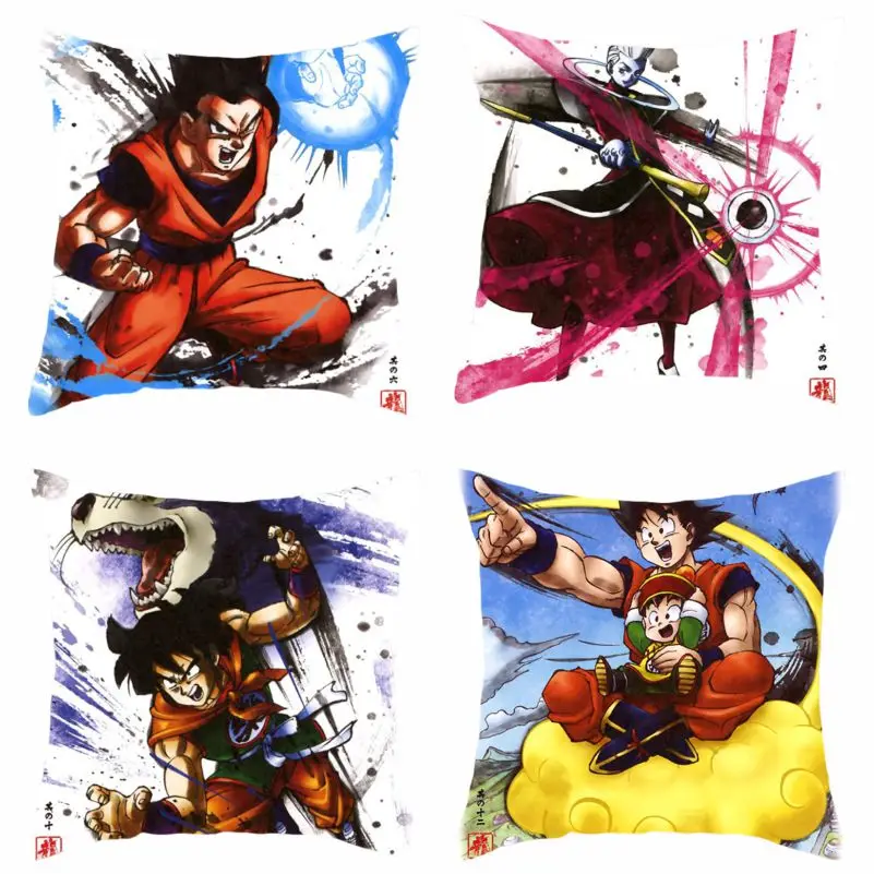 Funda de almohada de felpa corta de Anime Dragon Ball, Son Goku, 45CM, decoración para el hogar, sofá y oficina