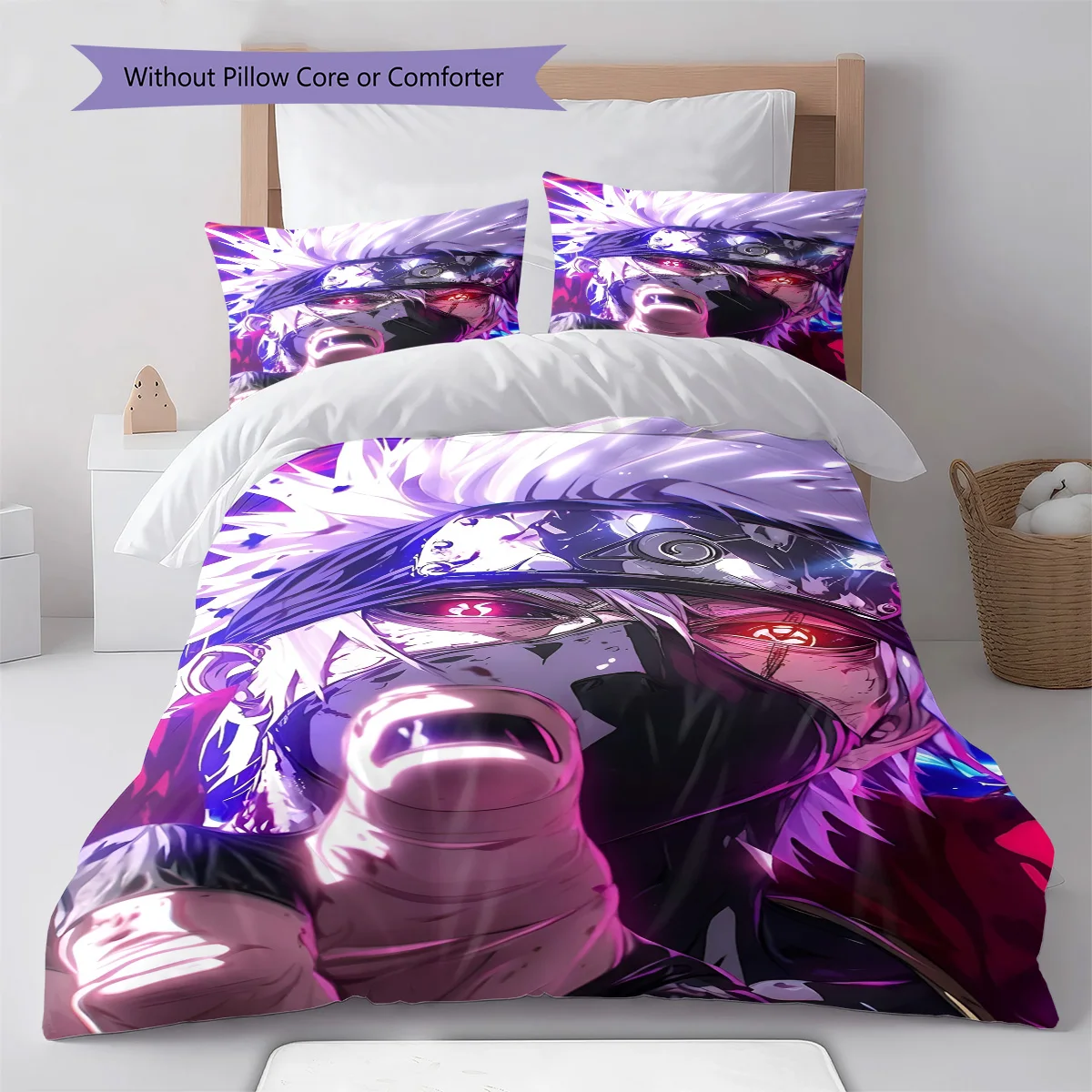 Juego de cama estilo Naruto Chibi, funda nórdica de poliéster, edredón suave, juego de dormitorio -QJY
