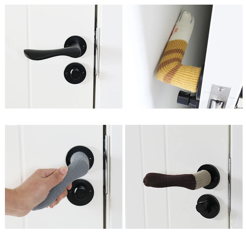 8Pcs Anti-collision Door Handle Cover Tools Knit Cat Claw-shaped Cover Protector Child Door Handle Gloves Home Accessories