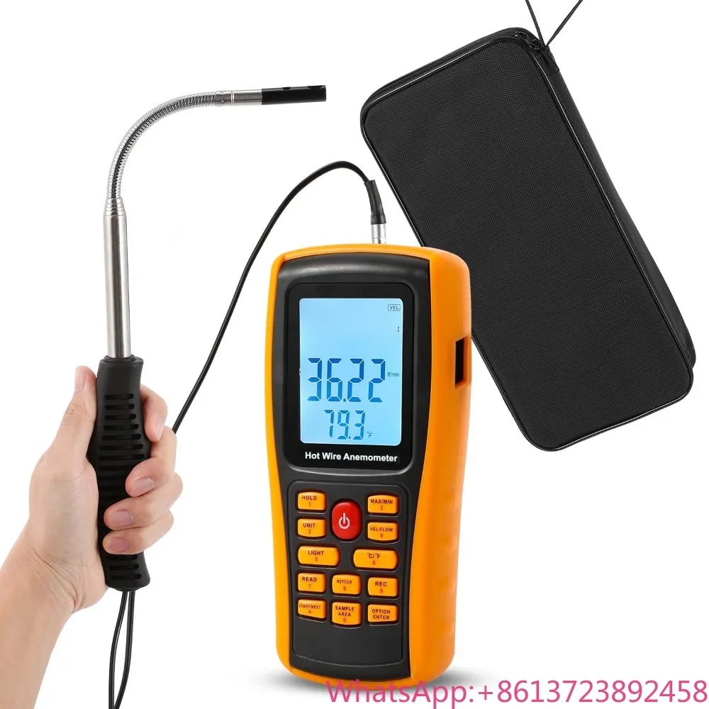 

Hot wire Anemometer CFM/CMM Air Flow Velocity Meter Wind Speed Gauges with Data Output for HVAC in-Duct Airflow Air Velocity