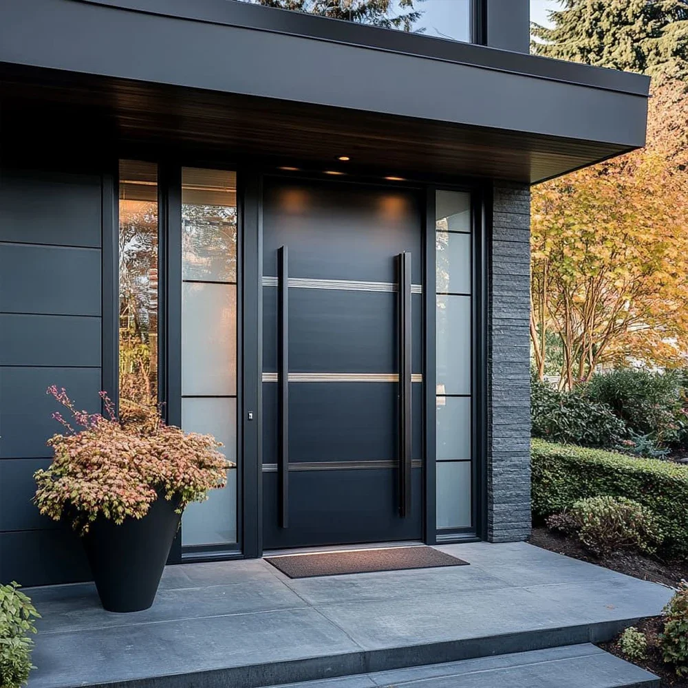 *IW% Entrance Main Door Security Gate Entry Front Doors Exterior Casement Pivot Anti-Theft Door Aluminum House Home Decor Custom