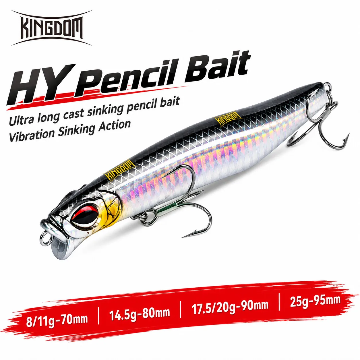 Kingdom Pencil Künstliche Köder 8g 11g 14,5g 17,5g 20g Sinkender Bleistift Angelköder Seebarsch Weitwurf Harte Wobbler für Hecht