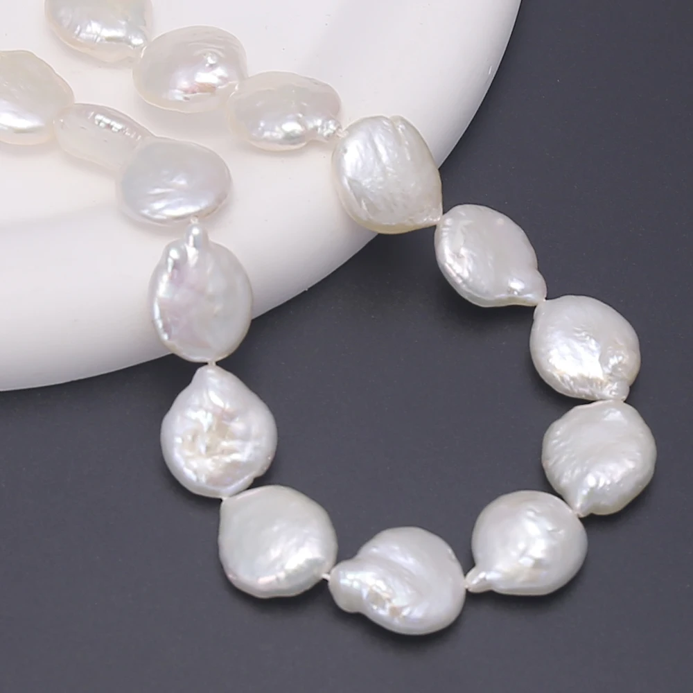 

Esiyni AAA Natural Freshwater Pearl Buttons Baroque Flat Piece Beads DIY Necklace Bracelet Jewelry Making Beads Holiday Gifts