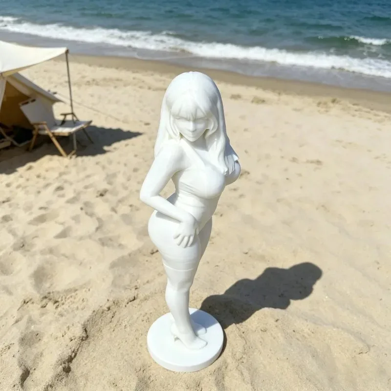 3D printed figurine, white mold, fun coloring, DIY practice, beach swimsuit, beautiful woman, pure desire decoration