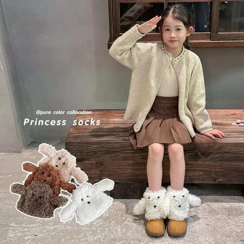 لطيف الدب الدمى متماسكة تدفئة الساق النساء الفتيات خريف شتاء جوارب طويلة إلى الركب الجمالية التمهيد الأصفاد لملابس الشارع الشهير اكسسوارات #2