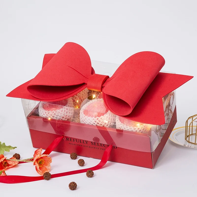 

Valentine's Day Bow Paper Packing Box with Transparent Window Display Gift Box Wedding Cookie Candy Cake Christmas Boxes Decor