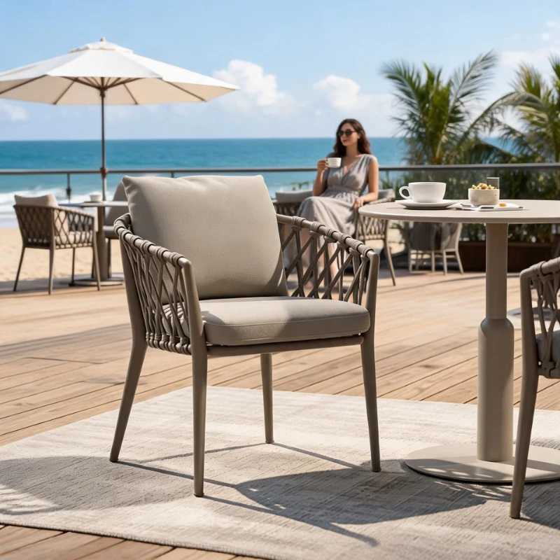 Luxury Woven Rattan Leisure Chair, Modern Minimalist Designer Chair, European Style Cafe Balcony Single Chair