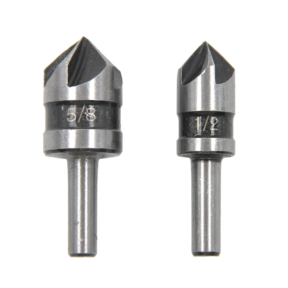 Conjunto de broca de chanfro 5 peças, 1/4 ''haste 5 flauta chanfro conjunto misto cortador banco broca ferramenta carpintaria profissional ferramentas