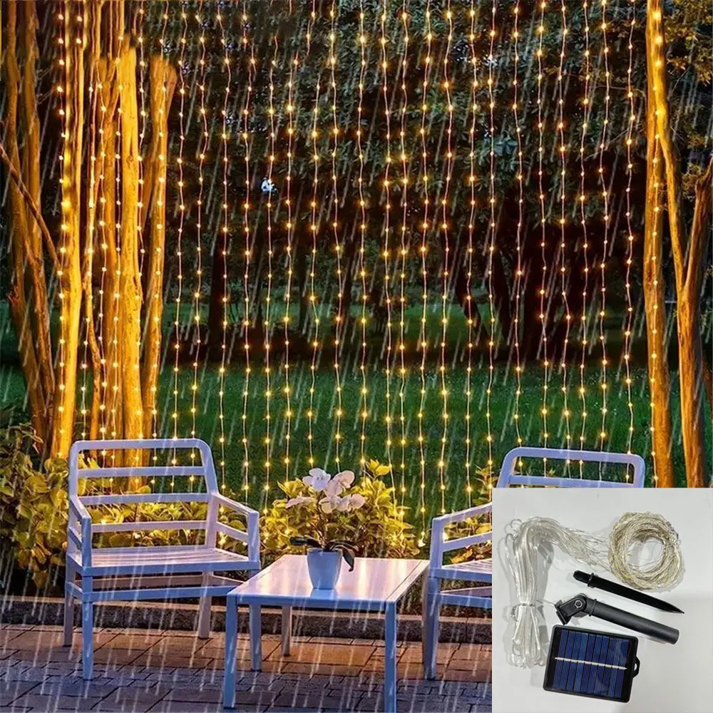 

Solar Curtain Light LED Outdoor Garland String Lights Christmas Tree Decorations Ornaments New Year 2025 Halloween Lights