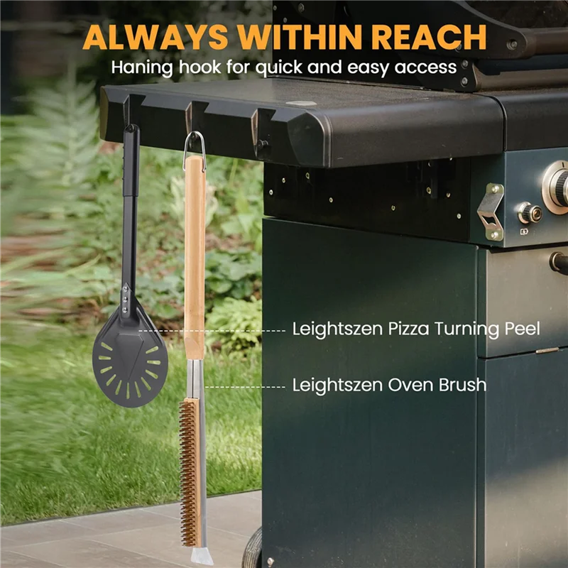 

ABFS 2Pcs 21Inch Pizza Oven Brush With Scrapers, Copper Wire Pizza Stone Cleaning Brush For BBQ Grill Cleaning