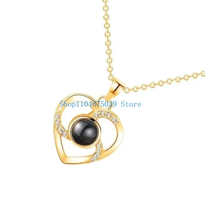 5asd Heart Projection Necklace Couples Jewelry Pendant Necklace Heart Pendant Jewelry Unique Love Neck Jewelry for Daily