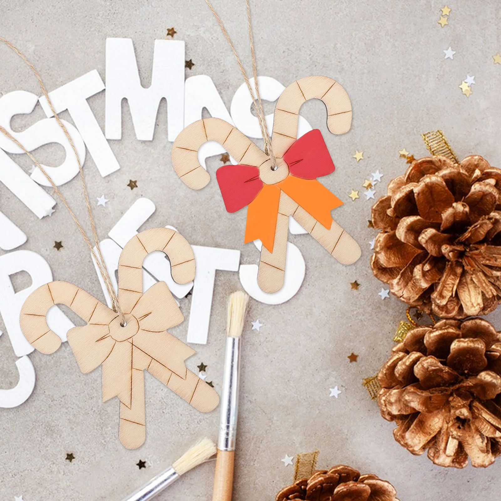 

20Pcs Blank Crutch Cutout Wood Crafts to Paint DIY Wooden Hanging Ornaments for Christmas Decoration Festive Craft Supplies