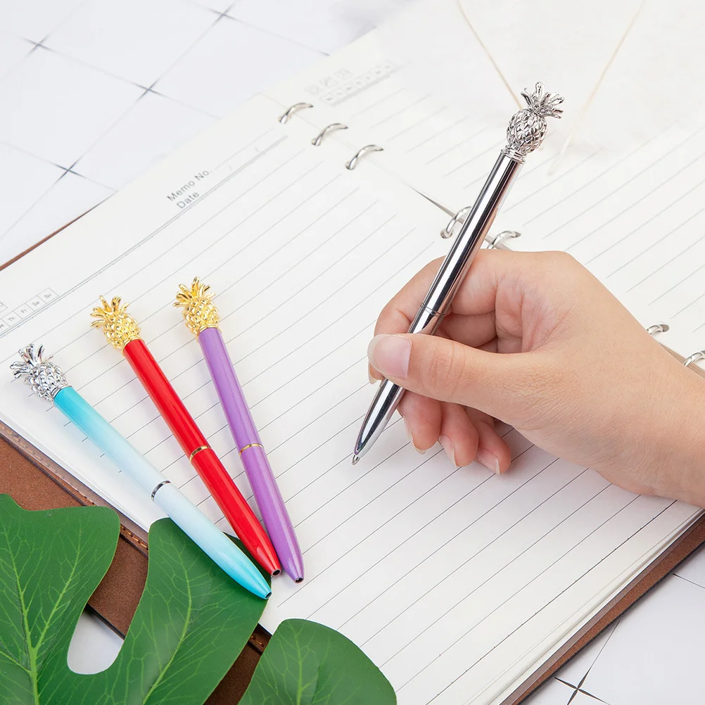 

Светоотражающая металлическая гелевая ручка с ананасом, креативные студенческие принадлежности, крутая красочная шариковая ручка с чернилами для письма, рисования, маркировки