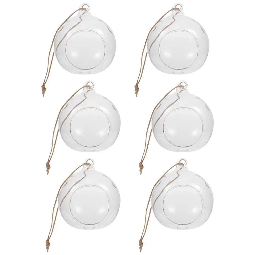 

6Pcs Hanging Glass Bauble Holder Globe for Tealight Or Mini Plants Christmas Thanksgiving New Year Decor