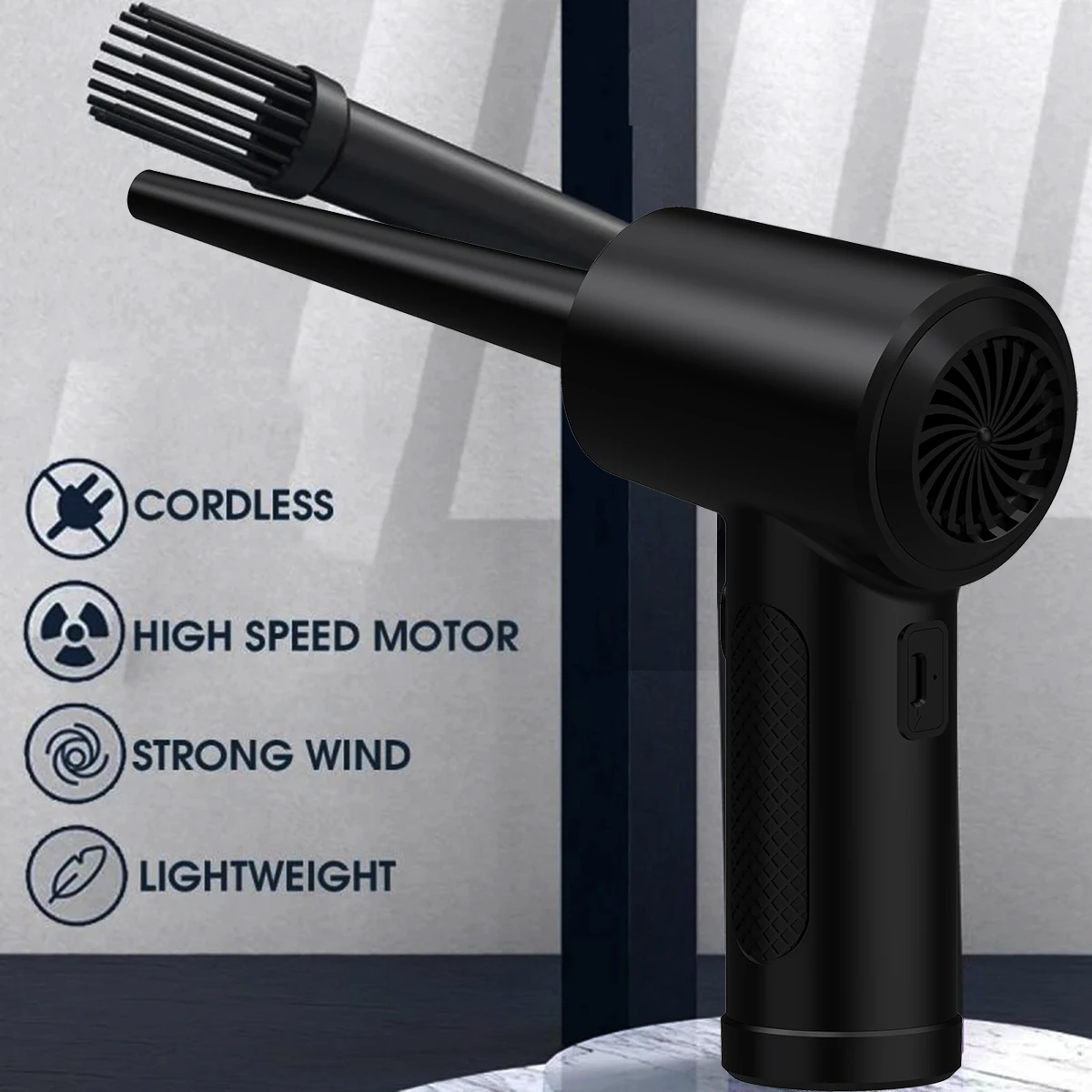 Protable Air Duster for Computer Cleaning 51000RPM Cordless Compressed Air Blower with LED Light for PC Computers Keyboard Clean