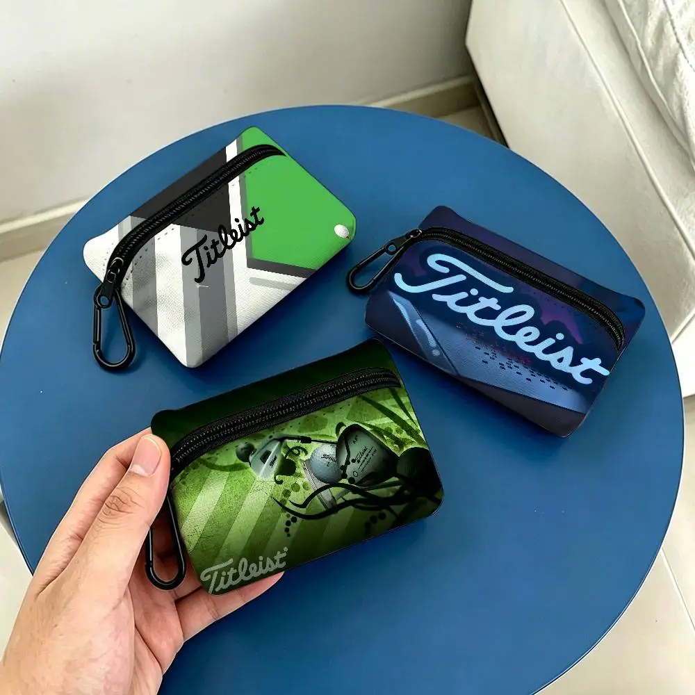 T-Titleist-Golf Oxford Fabric Mini Coin Wallet Smooth Zipper Hanging Design Multi-use Small Storage Bag For Travel