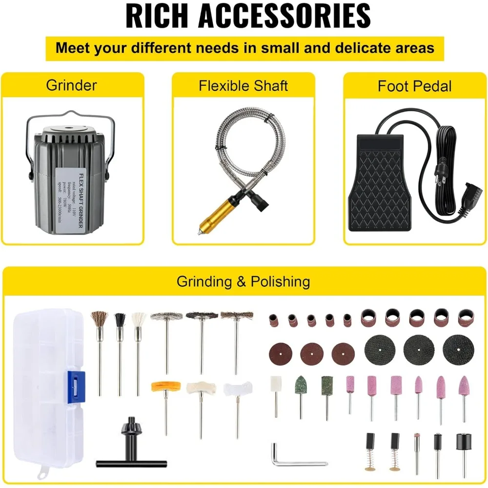 Utensile rotante 780 W con velocità variabile 500-23000 giri/min, mandrino da 1/4 di pollice e pedale a velocità regolabile per intaglio e molatura