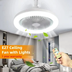 LED Ceiling Fan Lamp with Remote Control Electric fan E27 Mute Fan Light 30W Dimmable Smart Ceiling Lamp for Bedroom Living Room