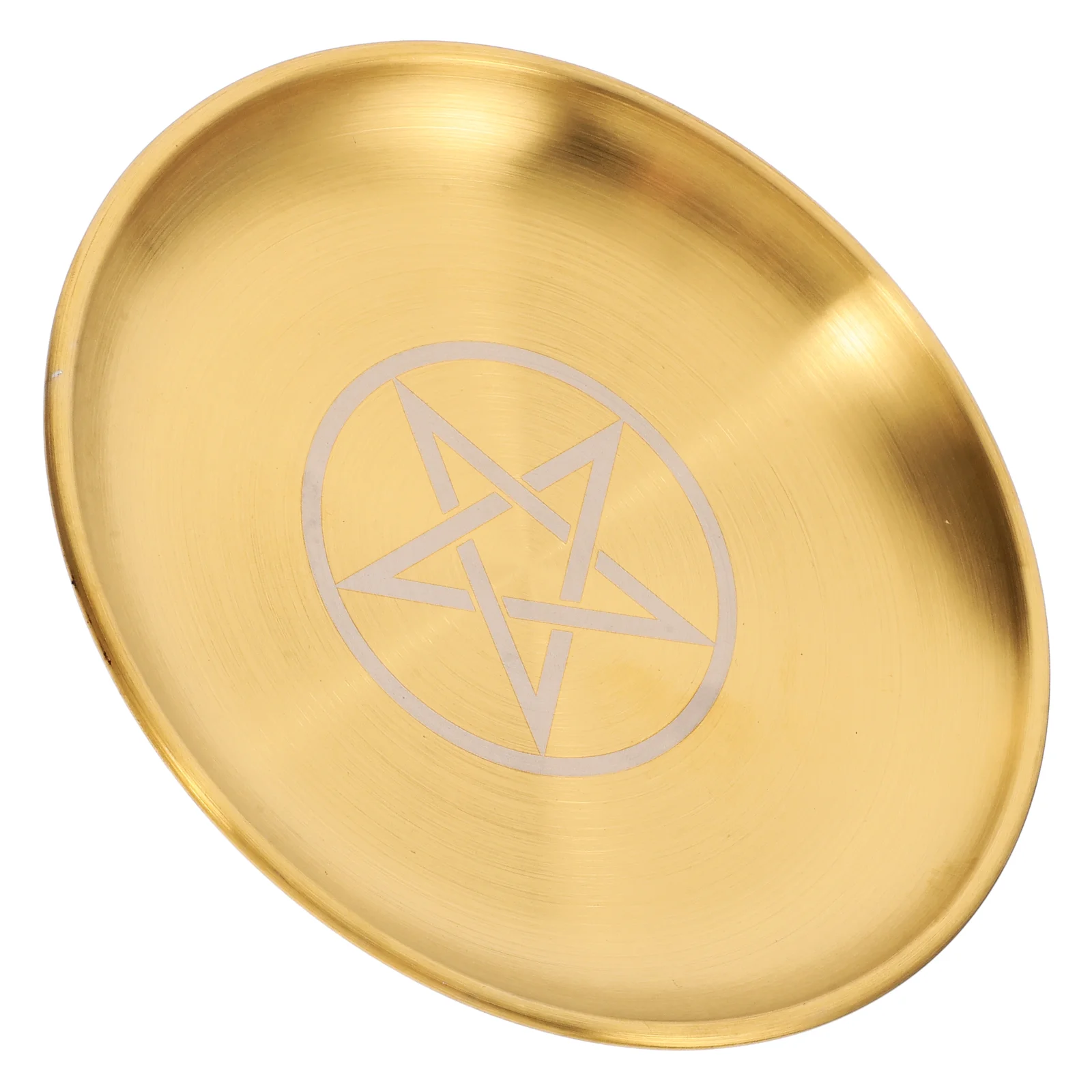 

Pentacle Three Phase Moon Gold Disk Trays for Food Serving Jewelry Witch Altar Aesthetic Holder Key Shelf Iron Ring Travel Dish