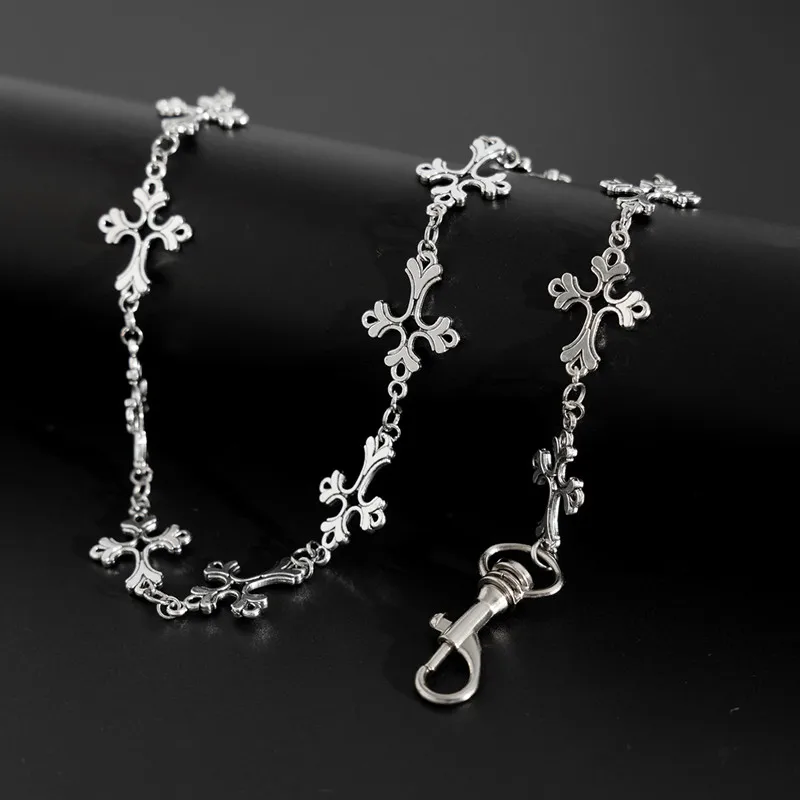 Punk Jeans Pants Chain Multi Layer Chain Punk Cross Charm Waist Wallet Chain Harajuku Belt for Hip Hop Dancers