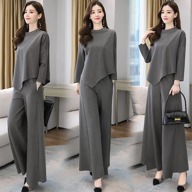 

Slimming Goddess Style Maternity Set Women's Fashion Wide Leg Pants Spring Autumn Large Size Younging Two Piece Set Pants
